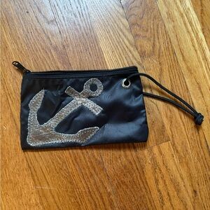 Seabags Maine Black Wristlet with Metallic Anchor